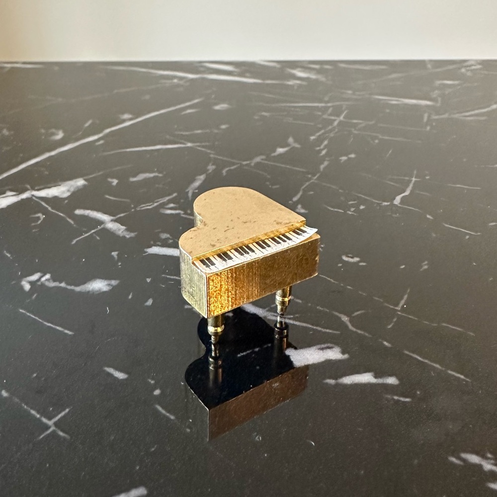 Miniature Solid Brass Piano Dollhouse Furniture Collectible Weighted Metal